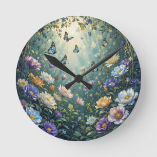 Verzauberter Geheimgarten zum Träumen Runde Wanduhr