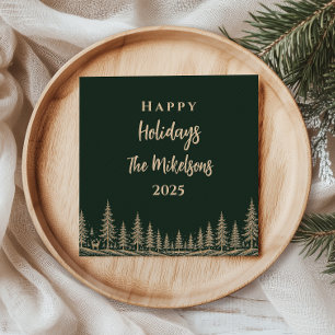 Verzauberter goldener Weihnachtsbaum Waldlandschaf Serviette