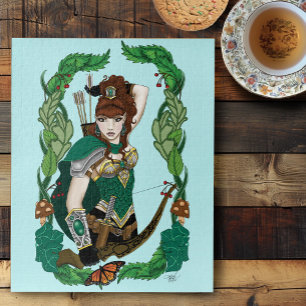 Verzauberter grüner Fantasy-Waldland-Bogenschütze-