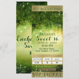 Verzauberter grüner Wald VIP Sweet 16 Party-Ticket Einladung