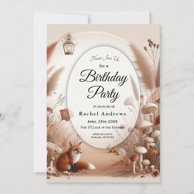 Verzauberter Herbstwaldbestand Einladung (Vorderseite)