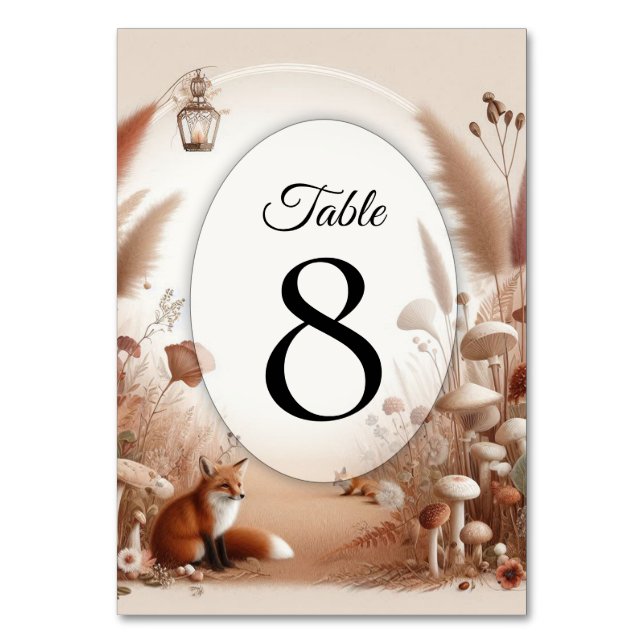 Verzauberter Herbstwaldbestand Tischnummer (Vorderseite)