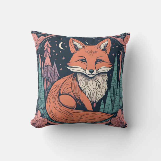 Verzauberter Holzfuchs D20 Kissen (Vorderseite)