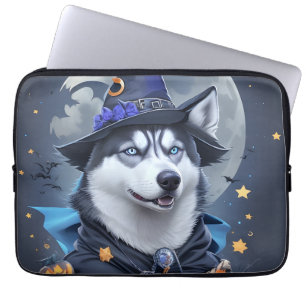 Verzauberter Husky-Hund: Magisches Halloween-Vergn Laptopschutzhülle