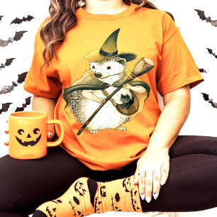 Verzauberter Igel-Hexen- und schwarze Katzenkunst  T-Shirt