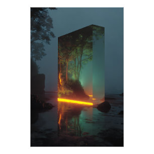 Verzauberter Kristallmonolith Wald Leuchten Fotodruck