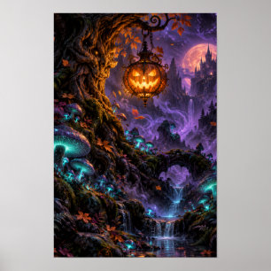 Verzauberter Kürbis-Hain Halloween-Plakat Poster