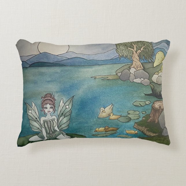 "Verzauberter Lily Pond" Akzent Kissen (Vorderseite)