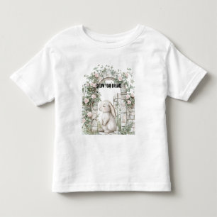 Verzauberter Mädchenhafter Rosa Blumen Garten Hase Kleinkind T-shirt