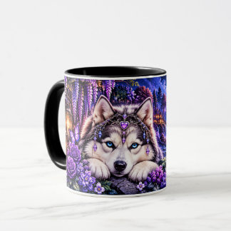 Verzauberter Mondschein – Gothic Fantasy Husky Tas Tasse