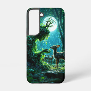 Verzauberter Naturschützer, der ein Reh füttert Samsung Galaxy Hülle