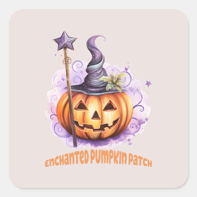 Verzauberter Pumpkin-Patch Quadratischer Aufkleber (Vorderseite)