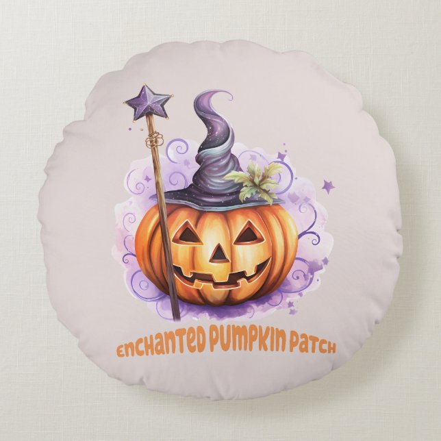 Verzauberter Pumpkin-Patch Rundes Kissen (Vorderseite)
