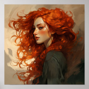 Verzauberter Redhead: Vintage Schönheit und Jugend Poster