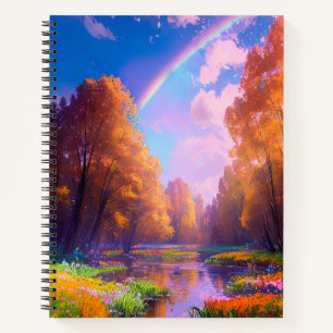 Verzauberter Regenbogen über dem Nebelwald Notizbuch