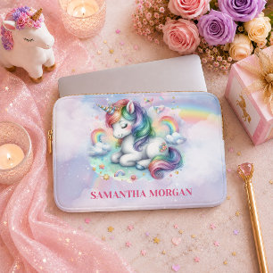 Verzauberter rosa Einhorn Mädchen Geburtstag Lapto Laptopschutzhülle