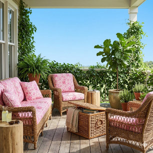 Verzauberter Rosa Französischer Rokoko-Garten Flor Stoff