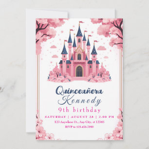 Verzauberter rosa Prinzessinnen-Schloss-Geburtstag Einladung