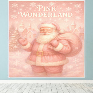 Verzauberter Rosa Wunderland-Weihnachtsmann Leinwanddruck