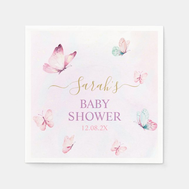 Verzauberter Schmetterling Lila Rosa Napkins Serviette (Vorderseite)