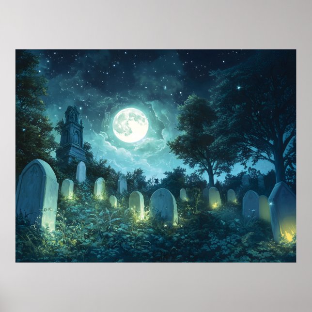 Verzauberter spukhafter Friedhof Poster (Vorne)