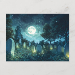 Verzauberter spukhafter Friedhof Postkarte