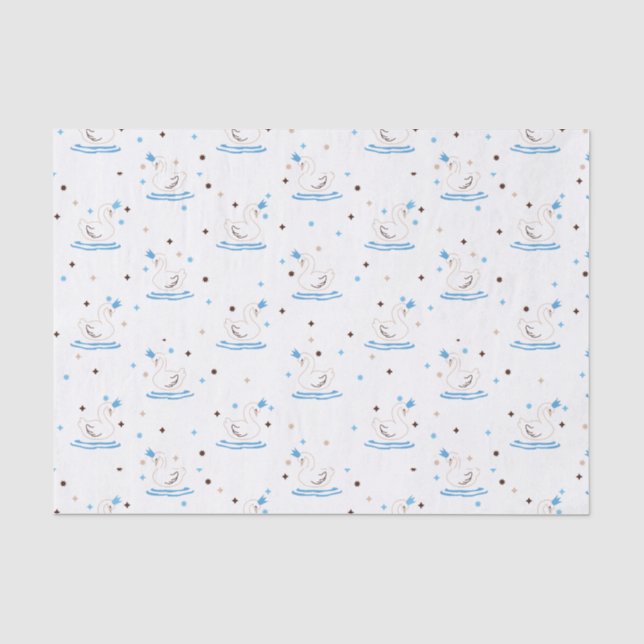 Verzauberter Swan Lake Fairy Tale Crowned Swan Seidenpapier (Vorderseite)