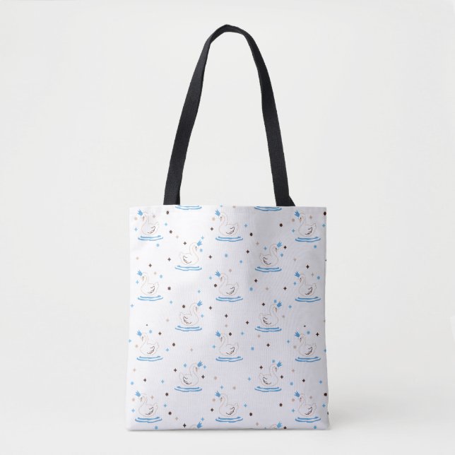 Verzauberter Swan Lake Fairy Tale Crowned Swan Tasche (Vorderseite)
