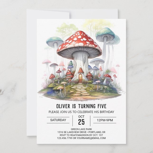 Verzauberter Toadstool Adventure Kindergeburtstag Einladung (Vorderseite)