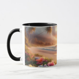 Verzauberter tropischer Strand mit magischem Hibis Tasse