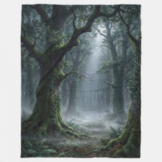 Verzauberter Urwald | Nebeliger Waldsonnenlicht Fleecedecke