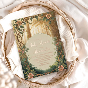 Verzauberter Wald-Baby-Party Folieneinladung
