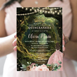 Verzauberter Wald Blütenblüte Quinceañera Süß 16 Einladung