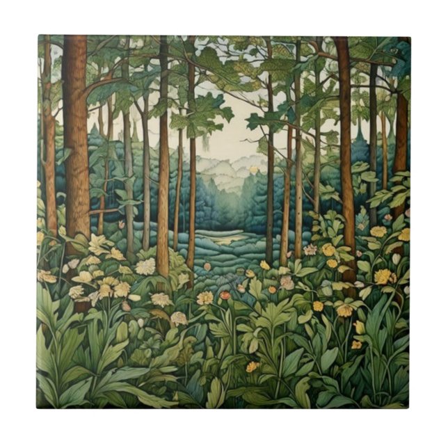 Verzauberter Wald - Botanik  Fliese (Vorderseite)
