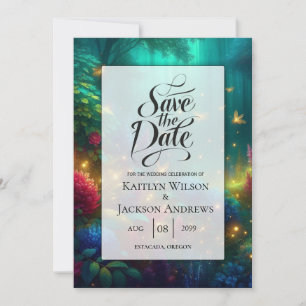 Verzauberter Wald der strahlenden Juwelen Hochzeit Save The Date