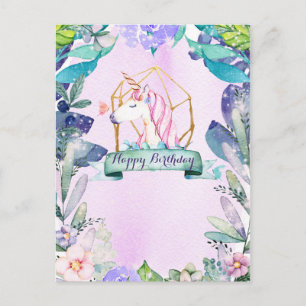 Verzauberter Wald Fantasy Magisches Einhorn Geburt Postkarte