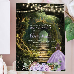 Verzauberter Wald Flieder Blumen Quinceañera Sweet Acryleinladungen