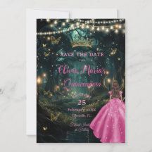 Verzauberter Wald Fuchsia Rosa Kleid Quinceañera 1