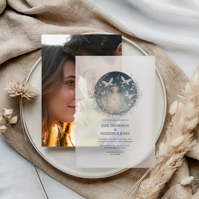 Verzauberter Wald Glühwürmchen Hochzeit (Enchanted Forest Fireflies Wedding Vellum Invitations)