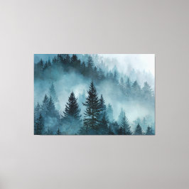 Verzauberter Wald in Blau Leinwanddruck