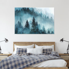 Verzauberter Wald in Blau Leinwanddruck