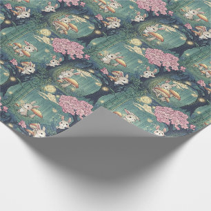 Verzauberter Wald, Kirschblüten-Häschen Geschenkpapier