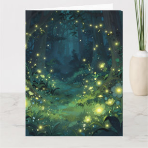 Verzauberter Wald Leuchten Magische Nacht Karte