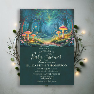 Verzauberter Wald Leuchtende Pilze Kunst Baby Show Einladung