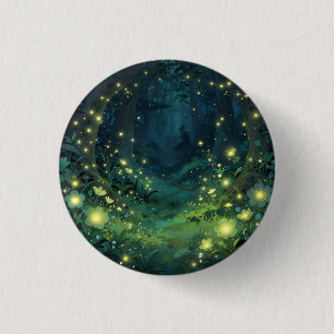 Verzauberter Wald Leuchtet Magische Nacht Button