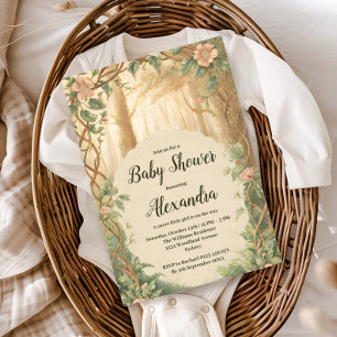 Verzauberter Wald Mädchen Baby Shower Einladung