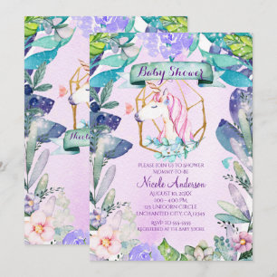 Verzauberter Wald Magisches Einhorn Baby Shower Einladung