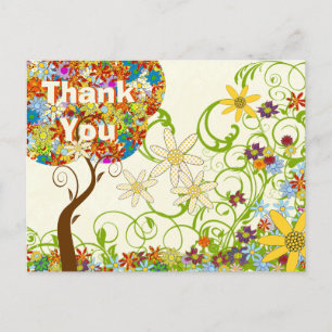 Verzauberter Wald Patchwork Blumen Märchen Baum Ankündigungspostkarte