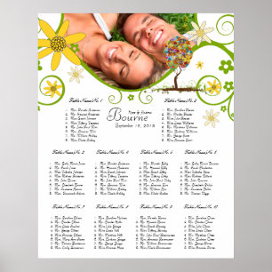 Verzauberter Wald Patchwork Blumen Märchen Baum Poster