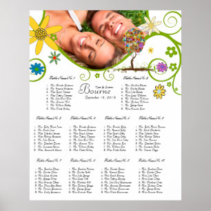 Verzauberter Wald Patchwork Blumig Märchen Baum Poster